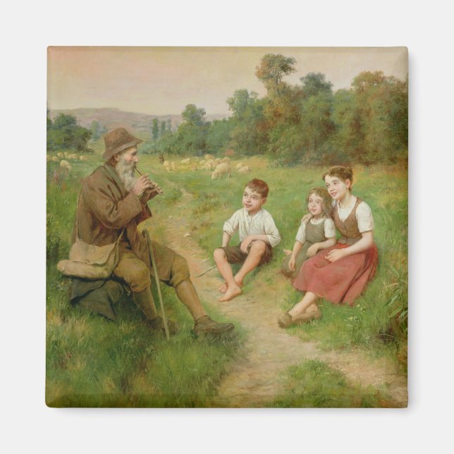 Barn Lyssna på en Shepherd som spelar en Flute Magnet (Framsidan)