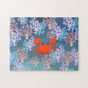 Barn, magisk krabba under havets regnbåge pussel