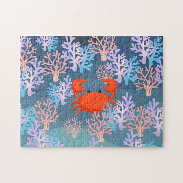 Barn, magisk krabba under havets regnbåge pussel (Horisontell)