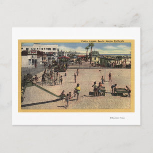 Barn & mammor på Venedig den idrotts- stranden Vykort