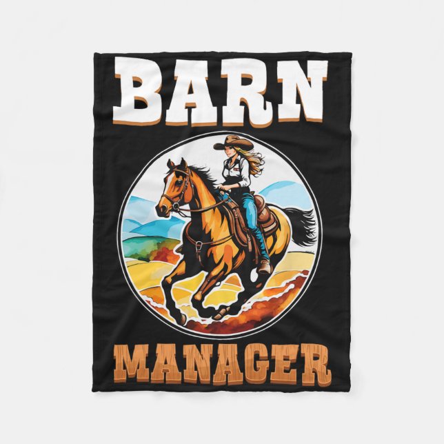 Barn Manager I Equestrian Pony Horse Fläkt Fleecefilt (Framsidan)