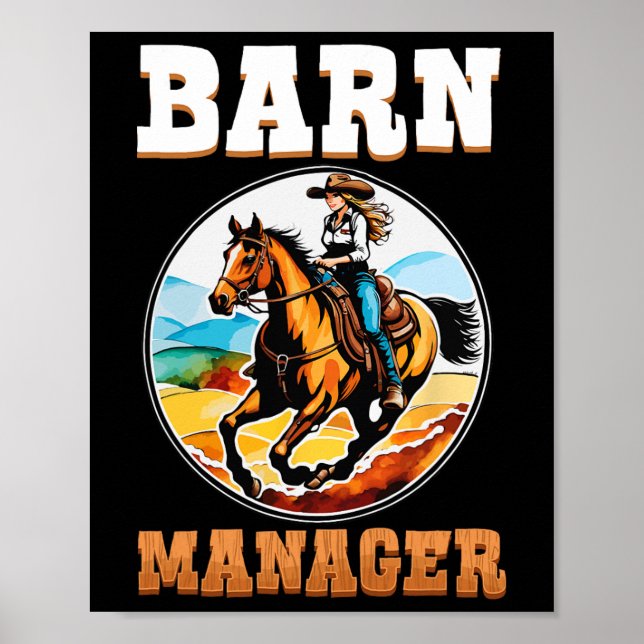 Barn Manager I Equestrian Pony Horse Fläkt Poster (Framsidan)