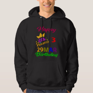 Barn mars Flickor födelsedag 29 mars 3:e årsdagen Hoodie