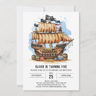 Barn Matey Nautical Pirat Birthday Inbjudningar