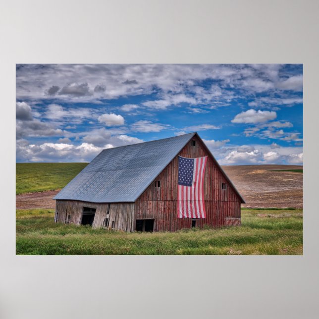 Barn med amerikansk Flagga | Colfax, Washington Poster (Framsidan)