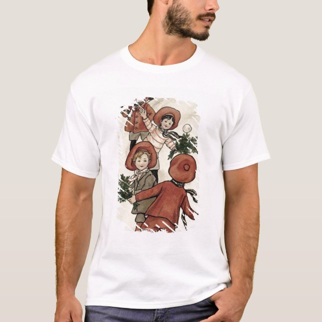 Barn med att kasta för järnek kastar snöboll tee shirt (Framsida)