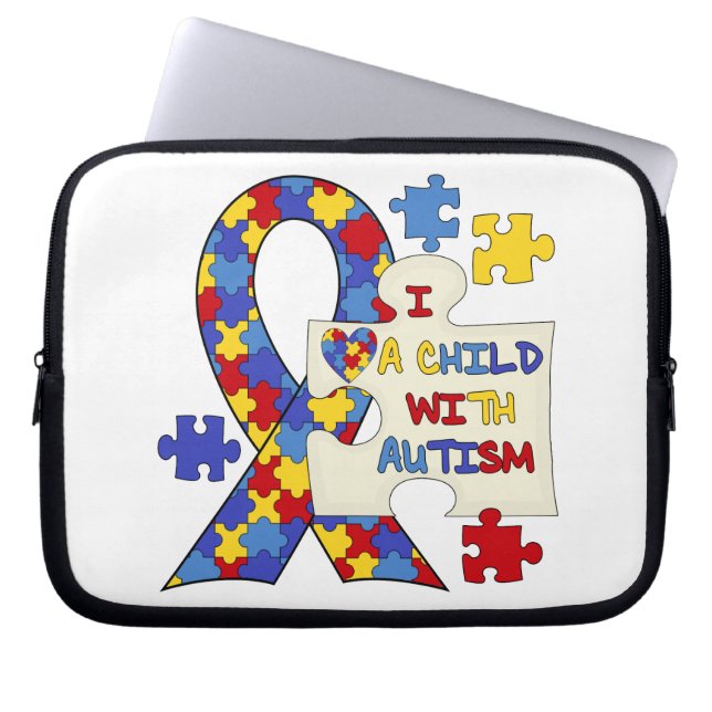 Barn med Autismmedvetenhetbandet Laptop Sleeve (Framsidan)