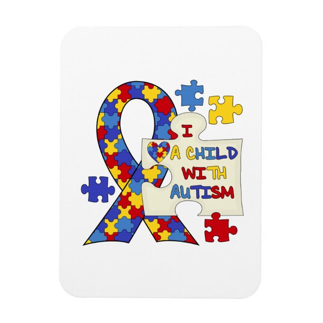 Barn med Autismmedvetenhetbandet Magnet (Vertikal)