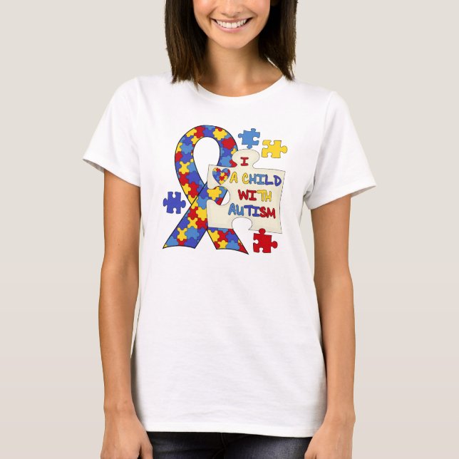 Barn med Autismmedvetenhetbandet Tee (Framsida)