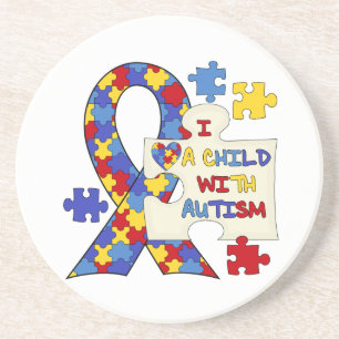 Barn med Autismmedvetenhetbandet Underlägg Sandsten