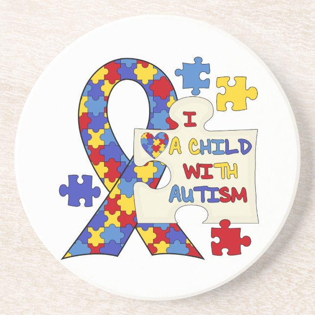 Barn med Autismmedvetenhetbandet Underlägg Sandsten (Framsidan)