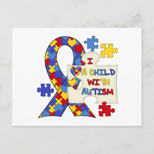 Barn med Autismmedvetenhetbandet Vykort