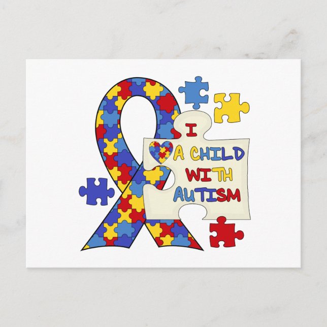 Barn med Autismmedvetenhetbandet Vykort (Framsida)