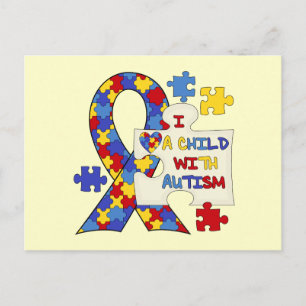 Barn med Autismmedvetenhetbandet Vykort