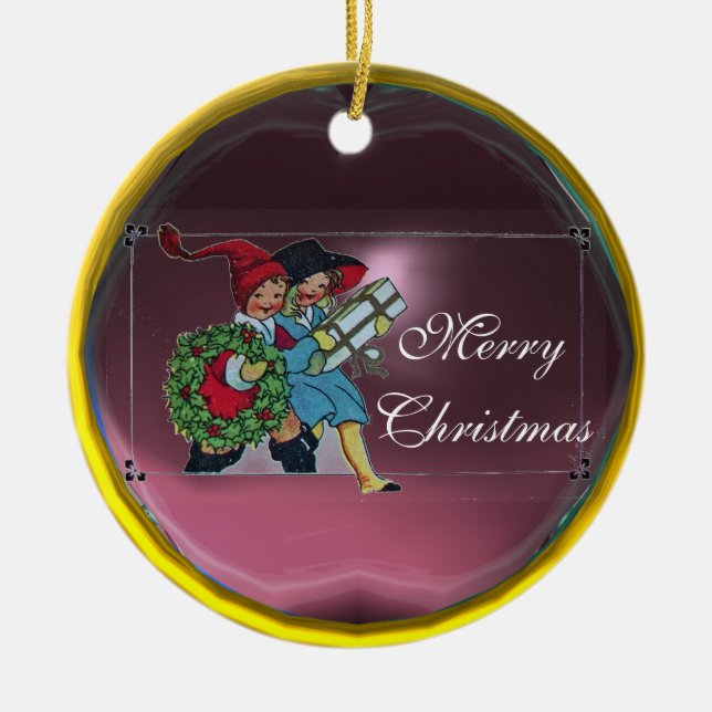 BARN MED CHRISTMAS GIFTS JULGRANSPRYDNAD KERAMIK (Framsidan)