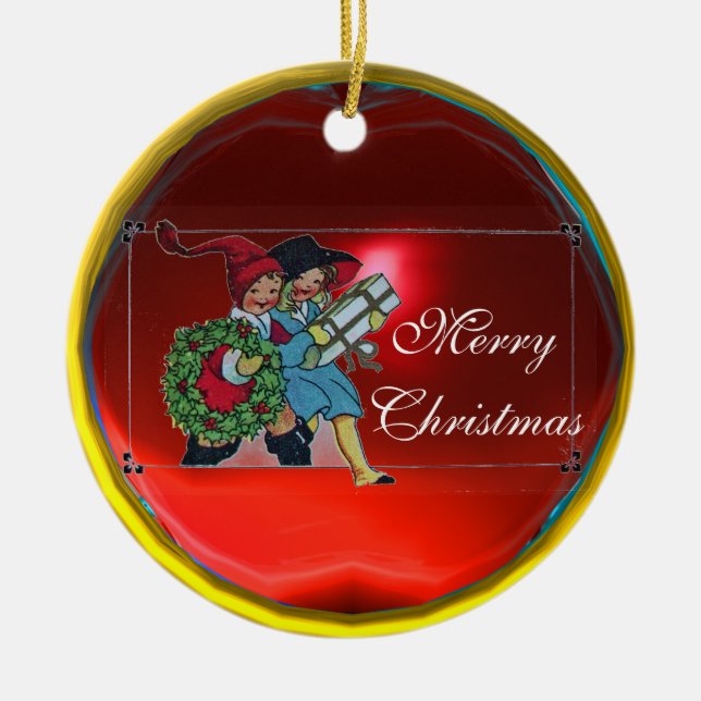 BARN MED CHRISTMAS GIFTS JULGRANSPRYDNAD KERAMIK (Framsidan)