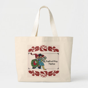 BARN MED CHRISTMAS GIFTS OCH RED BLOMMIGT JUMBO TYGKASSE