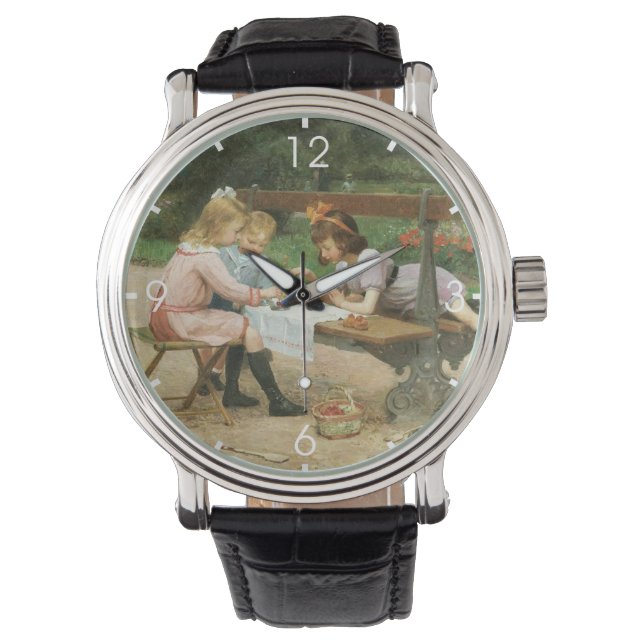 Barn med eftermiddagstest i parken armbandsur (Framsida)