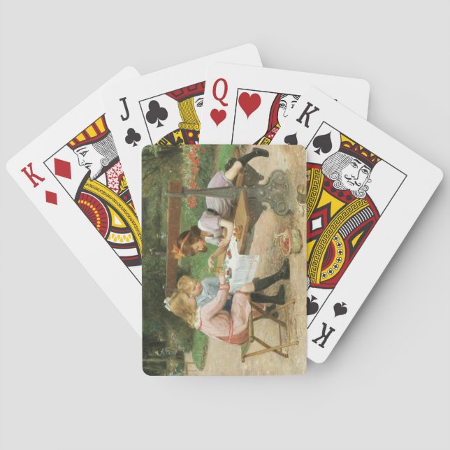 Barn med eftermiddagstest i parken casinokort (Baksidan)