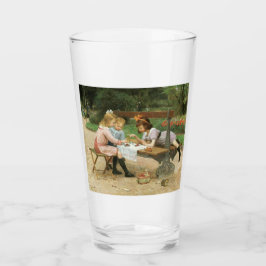 Barn med eftermiddagstest i parken glaskopp