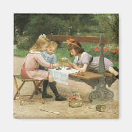 Barn med eftermiddagstest i parken magnet