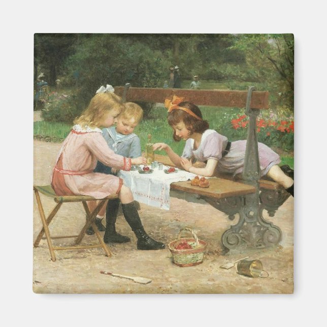 Barn med eftermiddagstest i parken magnet (Framsidan)