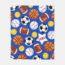 Barn med feta färgade sportar fleecefilt