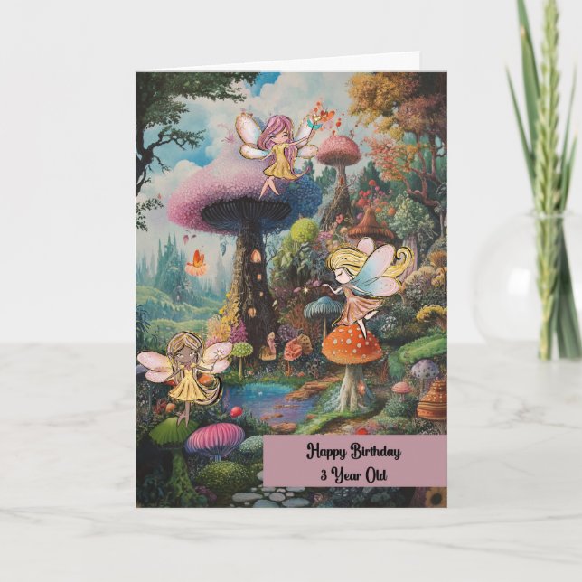 Barn med födelsedagskort 3 år gammal flicka med Äl Kort (Framsida)