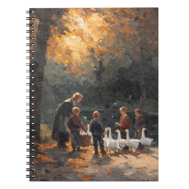 Barn med gäss Höstljus Konst Anteckningsbok (Framsidan)