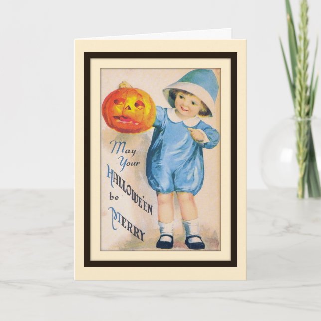 Barn med Halloween Jack O' Lantern-kort Kort (Framsida)