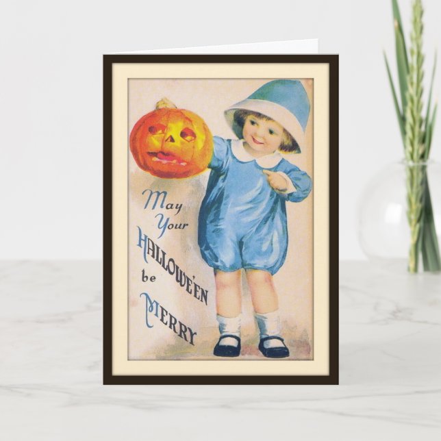 Barn med Halloween Jack O' Lantern-kort Kort (Framsida)