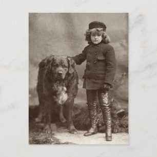 Barn med Hund, C1885 Vykort