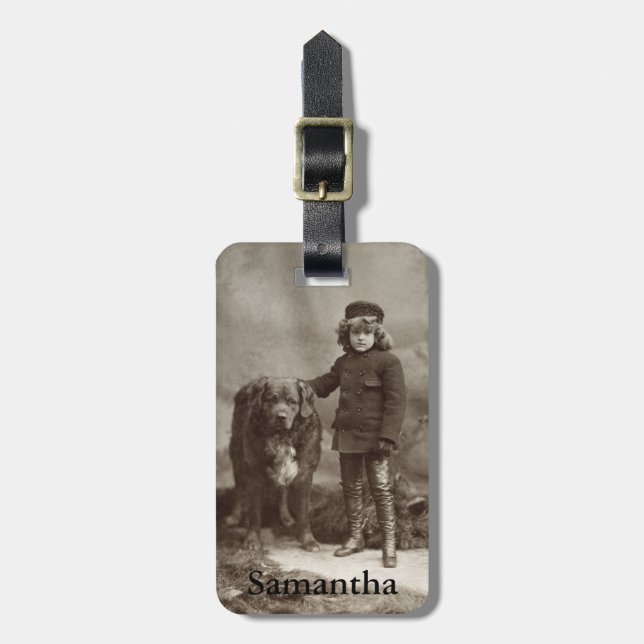 Barn med hunden, C1885 Bagagebricka (Vertikal Framsida)