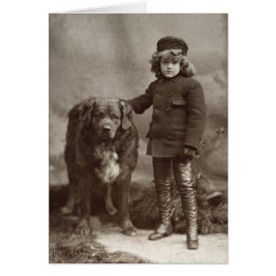 Barn med hunden, C1885 OBS Kort