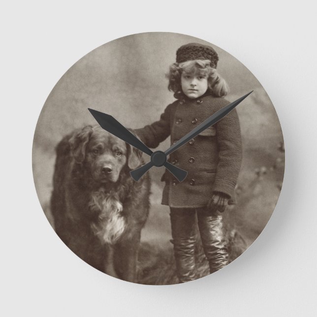 Barn med hunden, C1885 Rund Klocka (Framsida)