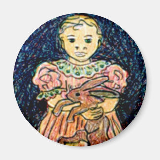 Barn med kanin magnet