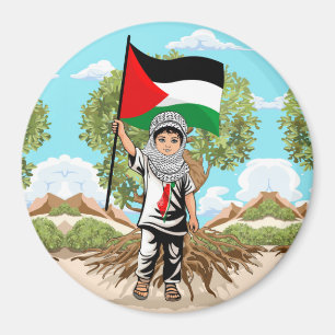 Barn med Keffiyeh Palestina-Flagga Magnet