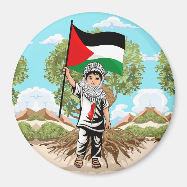 Barn med Keffiyeh Palestina-Flagga Magnet (Framsidan)