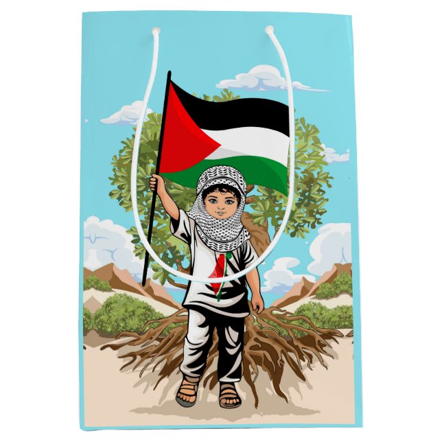 Barn med Keffiyeh Palestina Flagga och Olive Träd (Framsidan)