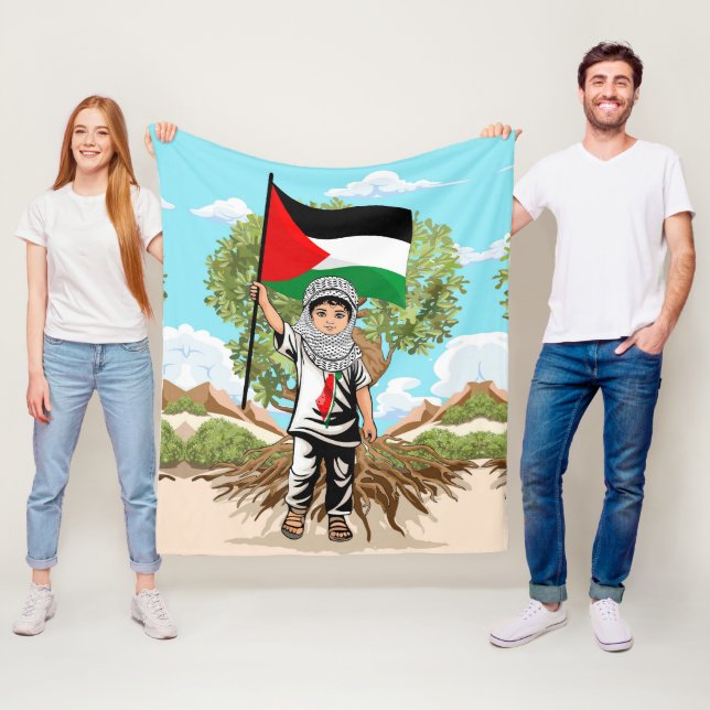 Barn med Keffiyeh Palestina Flagga och Olive Träd Fleecefilt (På plats)