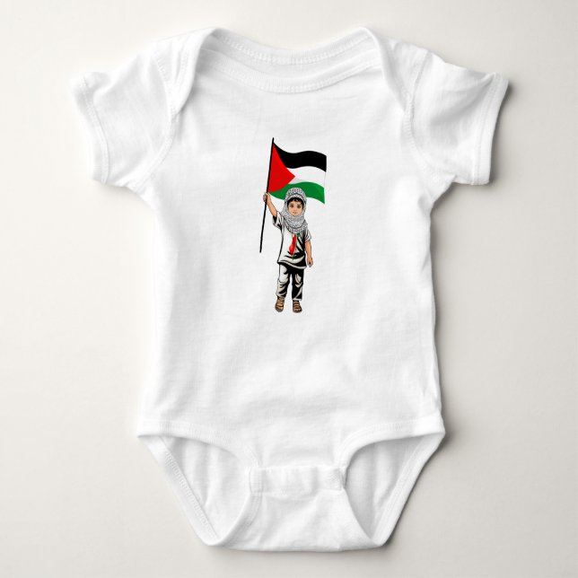 Barn med Keffiyeh Palestina-Flagga T Shirt (Framsida)