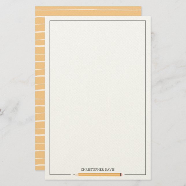 Barn med klassisk pennram, back to school brevpapper (Fram/baksida)