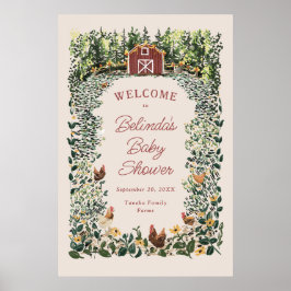 Barn med kycklingar charmig baby shower-välkomstfe poster