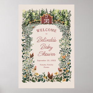 Barn med kycklingar charmig baby shower-välkomstfe poster