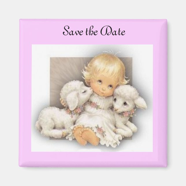 Barn med lamm magnet (Framsidan)