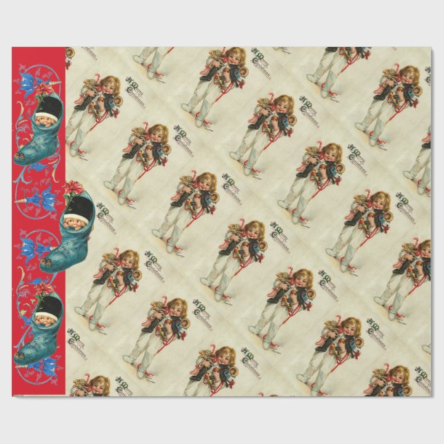 BARN MED LEKSAK, CHRISTMAS-LAGER OCH GIFTS PRESENTPAPPER (Platt)