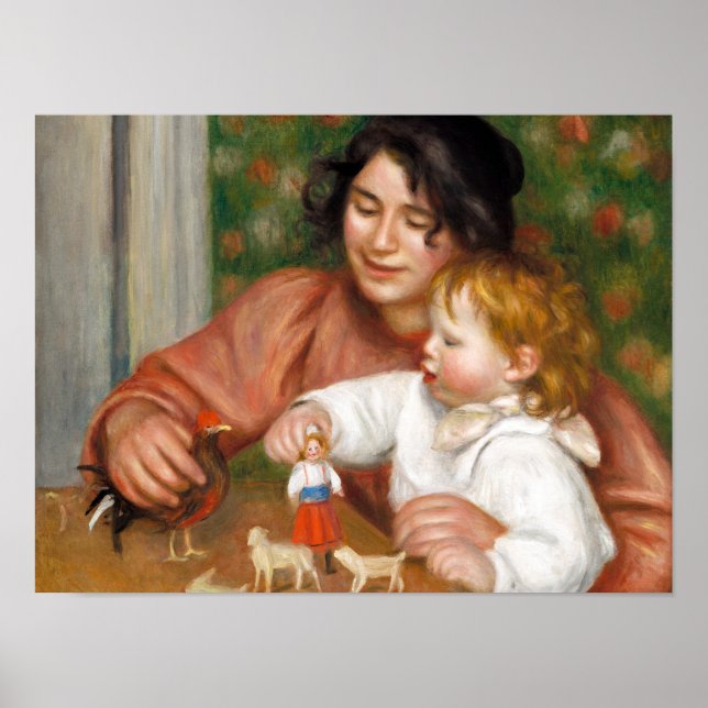 Barn med Leksak målning av Auguste Renoir Poster (Framsidan)