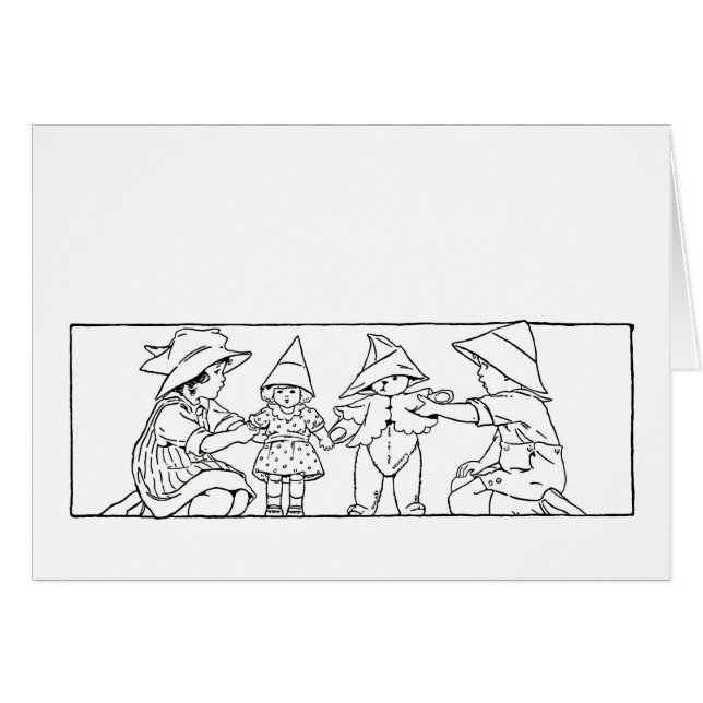 Barn med Leksak Vintage Art Card Hälsningskort (Framsidan Horizontal)