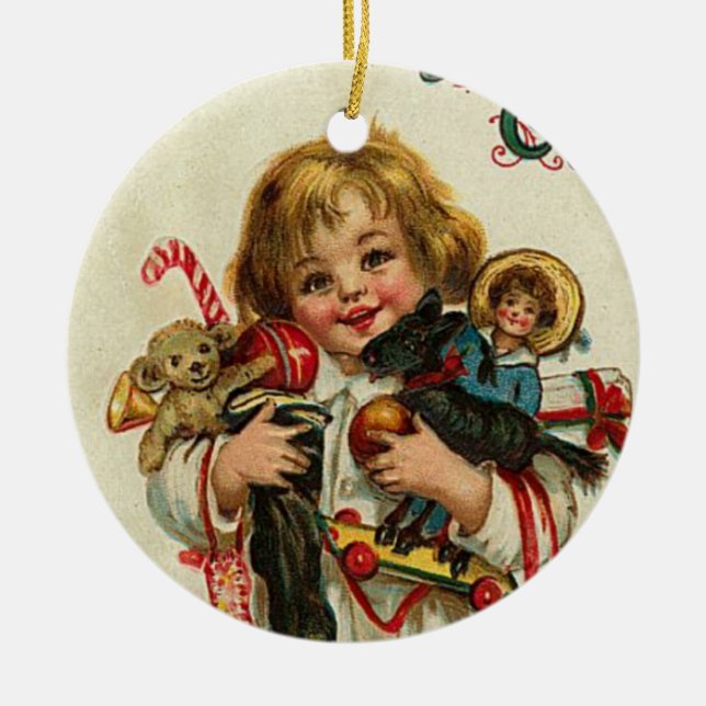 BARN MED LEKSAKER OCH CHRISTMAS GIFTS JULGRANSPRYDNAD KERAMIK (Framsidan)