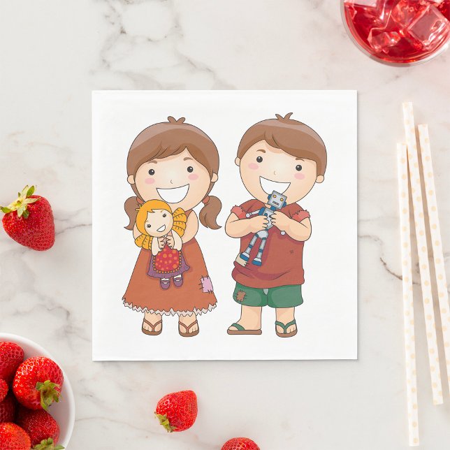 Barn med Leksaker Pappersservett (Skapare uppladdad)